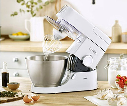 Kenwood Chef Stand Mixer for Baking - Stylish Food Mixer in White with K-beater, Dough Hook, Whisk and 4.6L Bowl, 1000W, KVC3100, White