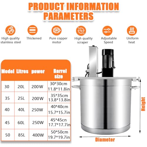 DECAKE 40L Automatic Jam Blender – Stainless Steel, 4-Blade, Adjustable Speed