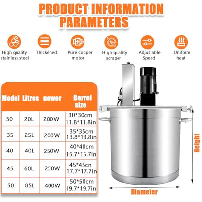 DECAKE 40L Automatic Jam Blender – Stainless Steel, 4-Blade, Adjustable Speed