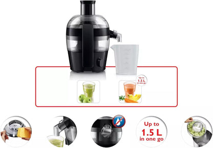 Philips Viva Compact Juicer 500W – 1.5L, Quick Clean, Drip Stop, Black