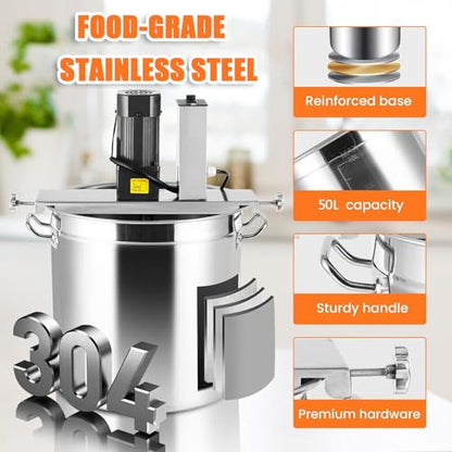 DECAKE 40L Automatic Jam Blender – Stainless Steel, 4-Blade, Adjustable Speed