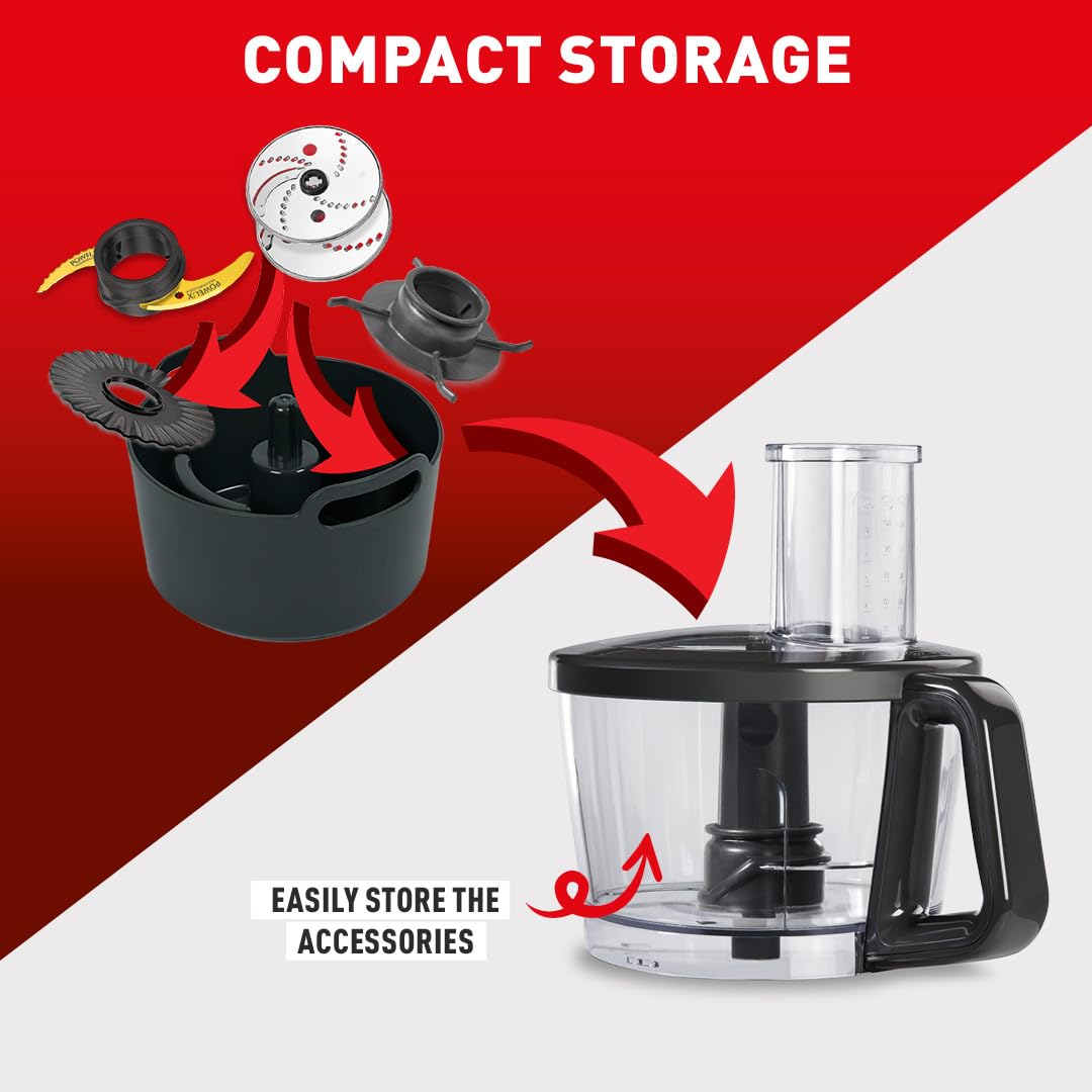 Tefal 8in1 Double Force Pro Food Processor & Blender, 3L Bowl, 2L Jug, 6 Speeds, 1000W, Chop, Grate, Slice, Shred, Knead, Beat, Dishwasher Safe, Black, DO821840