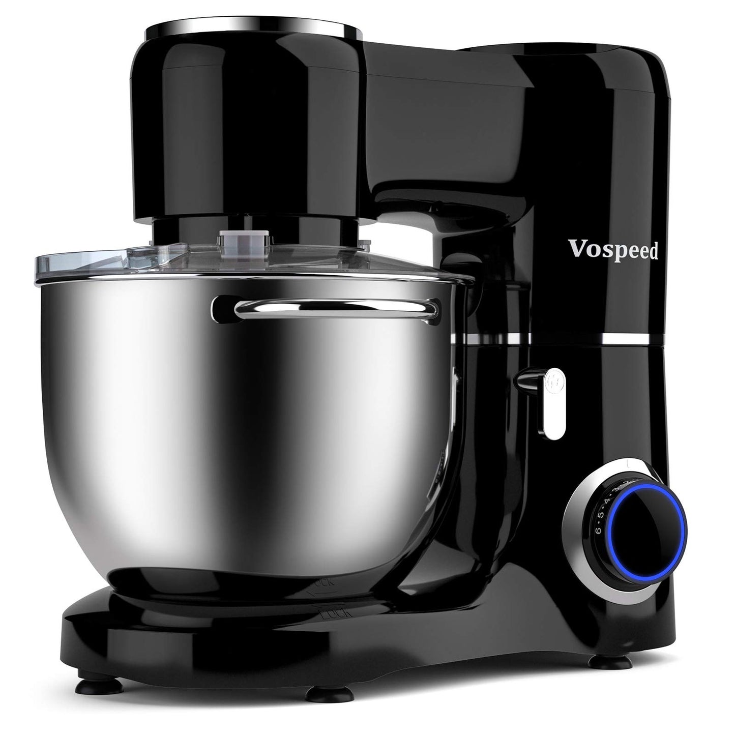 Vospeed Stand Mixer 2000W 8L Cake Mixer Electric Kitchen Food Mixer with Stainless Steel Bowl, Beater, Dough Hook, Whisk for Baking, Dishwasher Safe (Black)