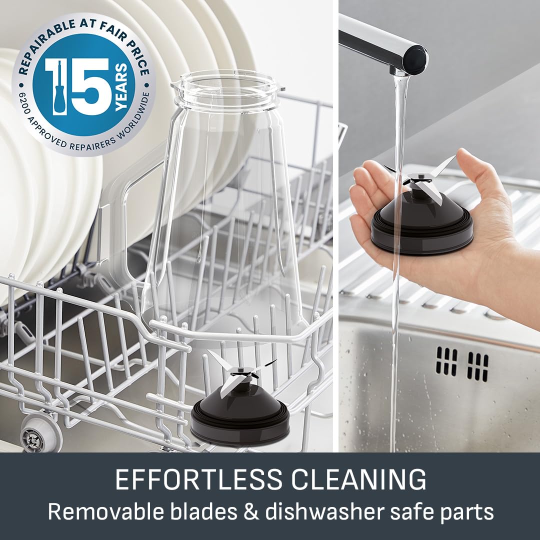 Tefal Blendforce II Blender 600W – 2L Jug, 4 Stainless Steel Blades, Black