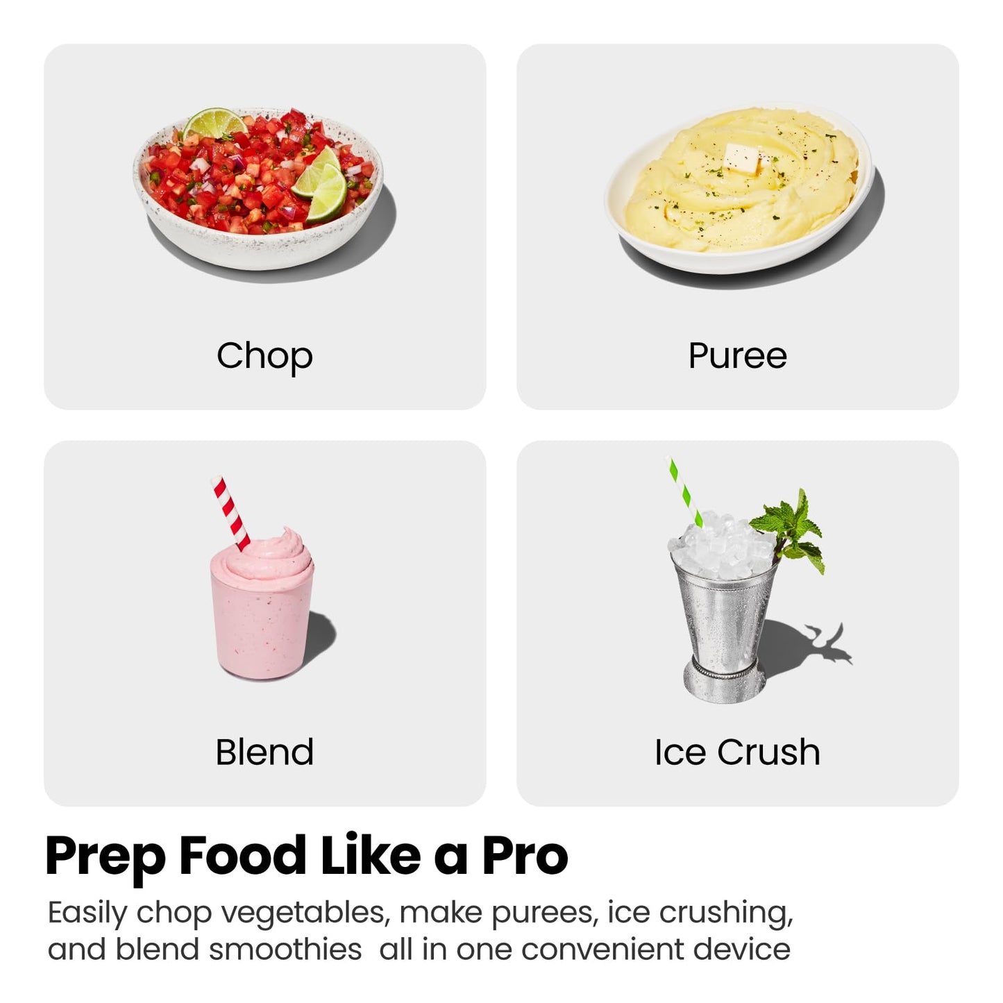 CHEFMAN 2-in-1 Food Processor & Portable Blender 400W – Ice Crusher, Pulse