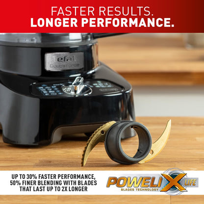 Tefal 8in1 Double Force Pro Food Processor & Blender, 3L Bowl, 2L Jug, 6 Speeds, 1000W, Chop, Grate, Slice, Shred, Knead, Beat, Dishwasher Safe, Black, DO821840