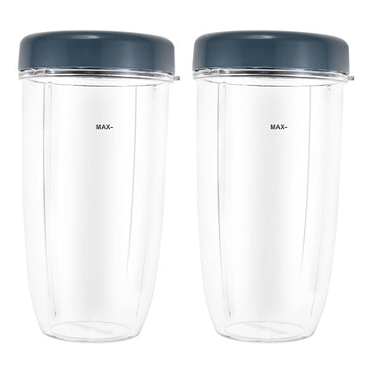 2-Pack 32oz Blender Cups with Lids – Compatible with Nutribullet 600W/900W