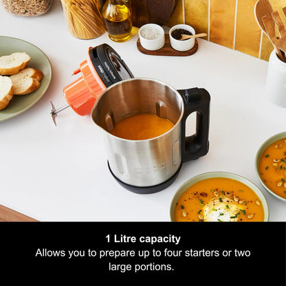 Morphy Richards Compact Soup Maker 900W – 1L, Smooth & Chunky, Black/Steel
