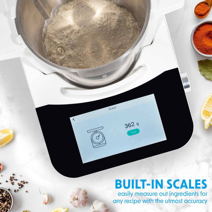 Baridi Smart Kitchen Robot Thermo-Cooker, 18 Preset Functions, 7” TFT Touch Screen, App Guided Recipes, Blender, Slow Cooker, Sous Vide, Steamer, Built-in Scales, Self Clean Function, White – DH189