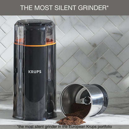 KRUPS Silent Vortex Coffee & Spice Grinder 12-Cup – One-Touch, Black