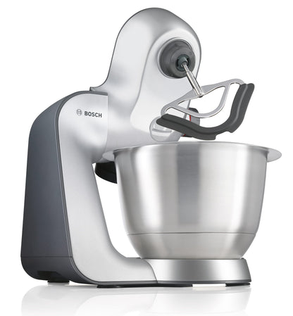 Bosch CreationLine 7 in 1 Stand Mixer MUM58259GB with 11 accessories, 7 Speeds, dough hook, whisk, beater, blender, juicer, mincer, shredder, 1000W, White/Silver