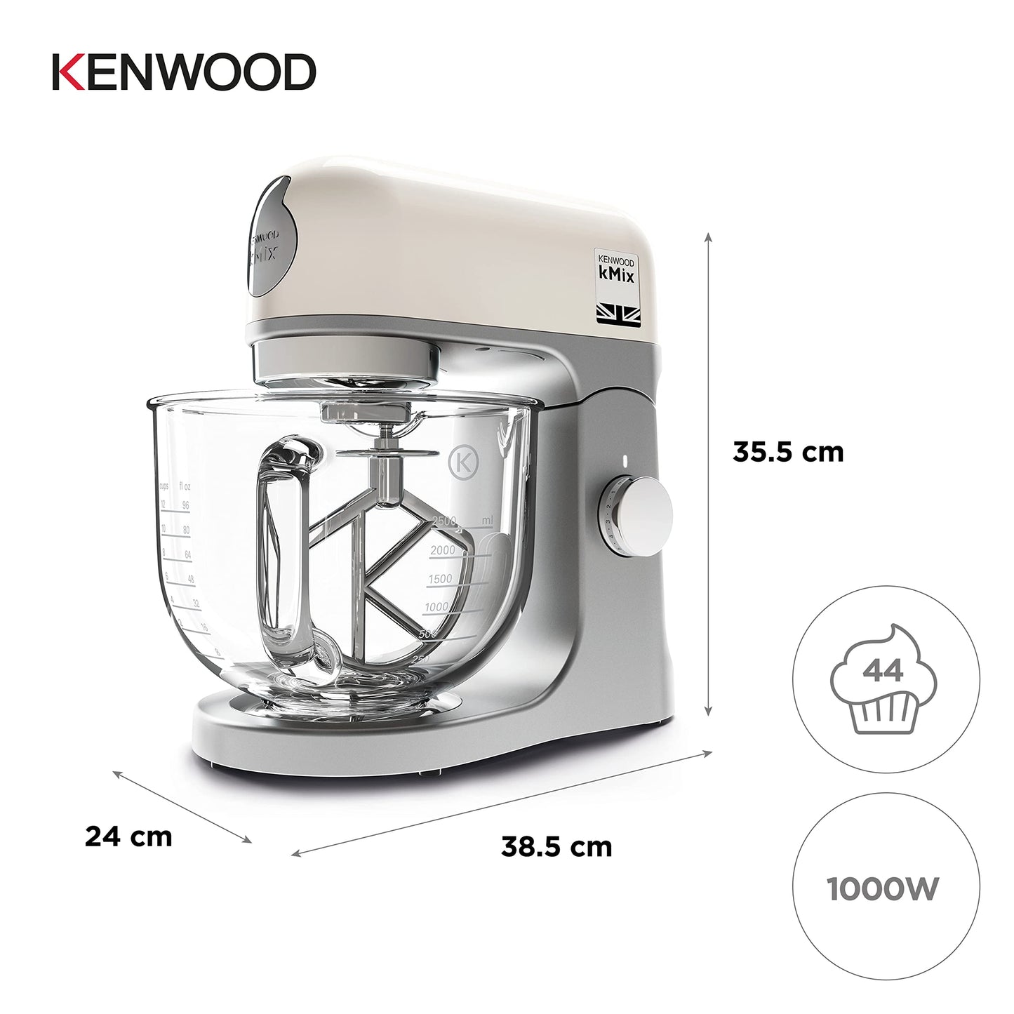 Kenwood KMX754CR KMIX 1000Watts Stand Mixer 6-Speeds Cream