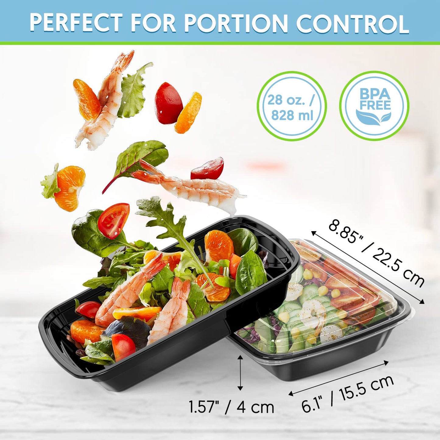 GUANFU 10-Pack Meal Prep Containers 28oz – BPA-Free, Microwave & Dishwasher Safe