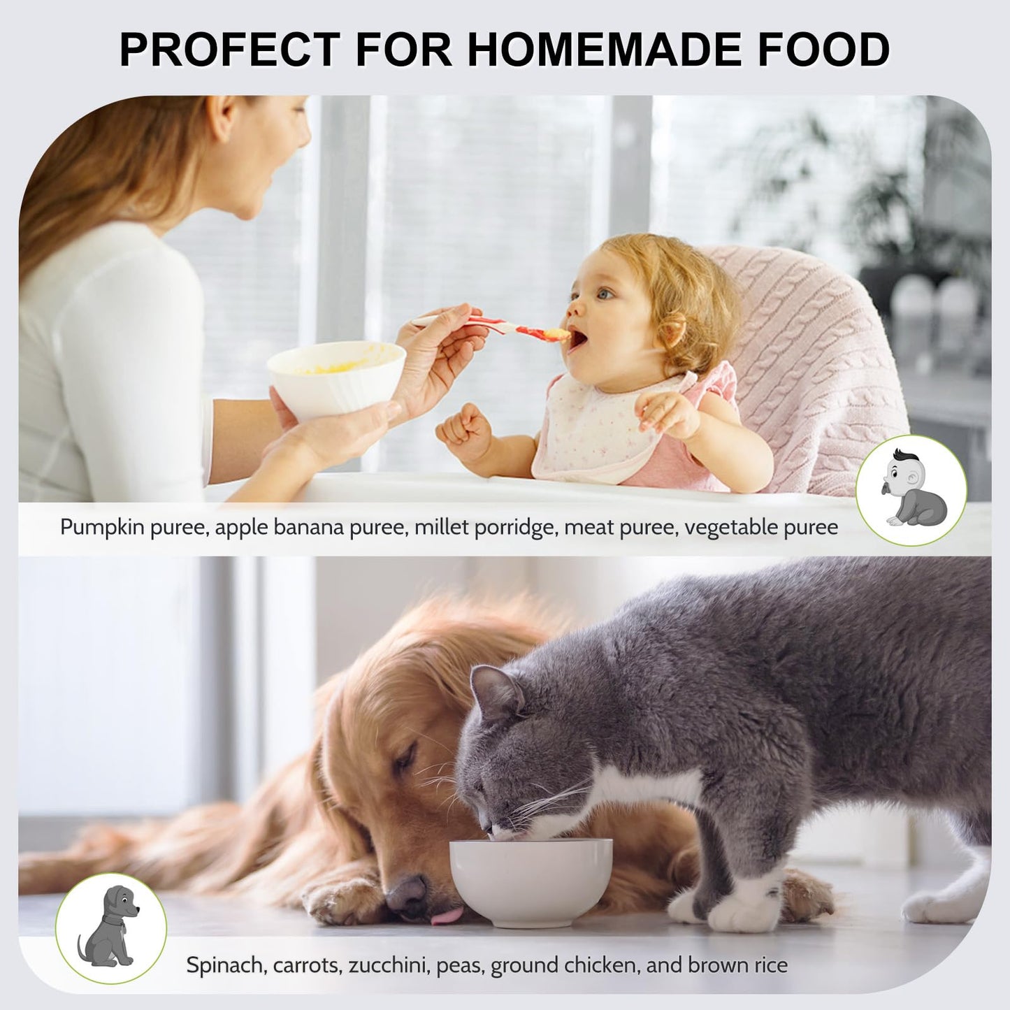 LINKChef Mini Food Processor 260W – 500ml Bowl, 2 Speeds, 4 Bi-Level Blades