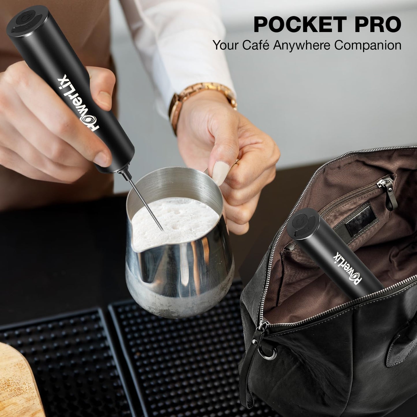 POWERLIX Pro 3-in-1 Handheld Milk Frother – USB-C, 10,000 RPM, Detachable