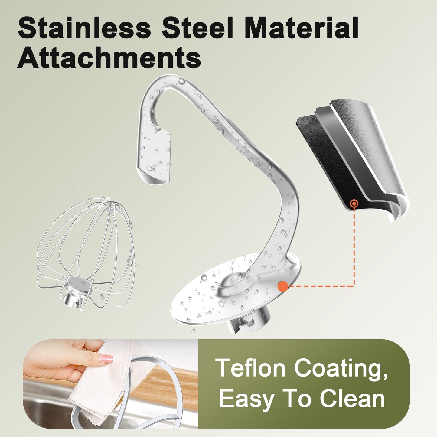 Vospeed Stand Mixer 2000W 8L Cake Mixer Electric Kitchen Food Mixer with Stainless Steel Bowl, Beater, Dough Hook, Whisk for Baking, Dishwasher Safe (Black)