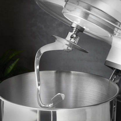Kapplico 1800W Stand Mixer with Large 7L Stainless Steel Bowl and 3 Attachments - Whisk, Beater and Dough Hook, Splash Guard, 6 Speeds, Non Slip Feet, White