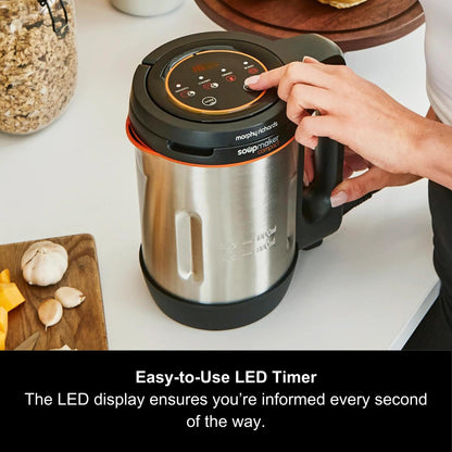 Morphy Richards Compact Soup Maker 900W – 1L, Smooth & Chunky, Black/Steel