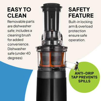 Fridja f1900 Cold Press Juicer 240W – 78mm Wide Chute, Black Stainless Steel