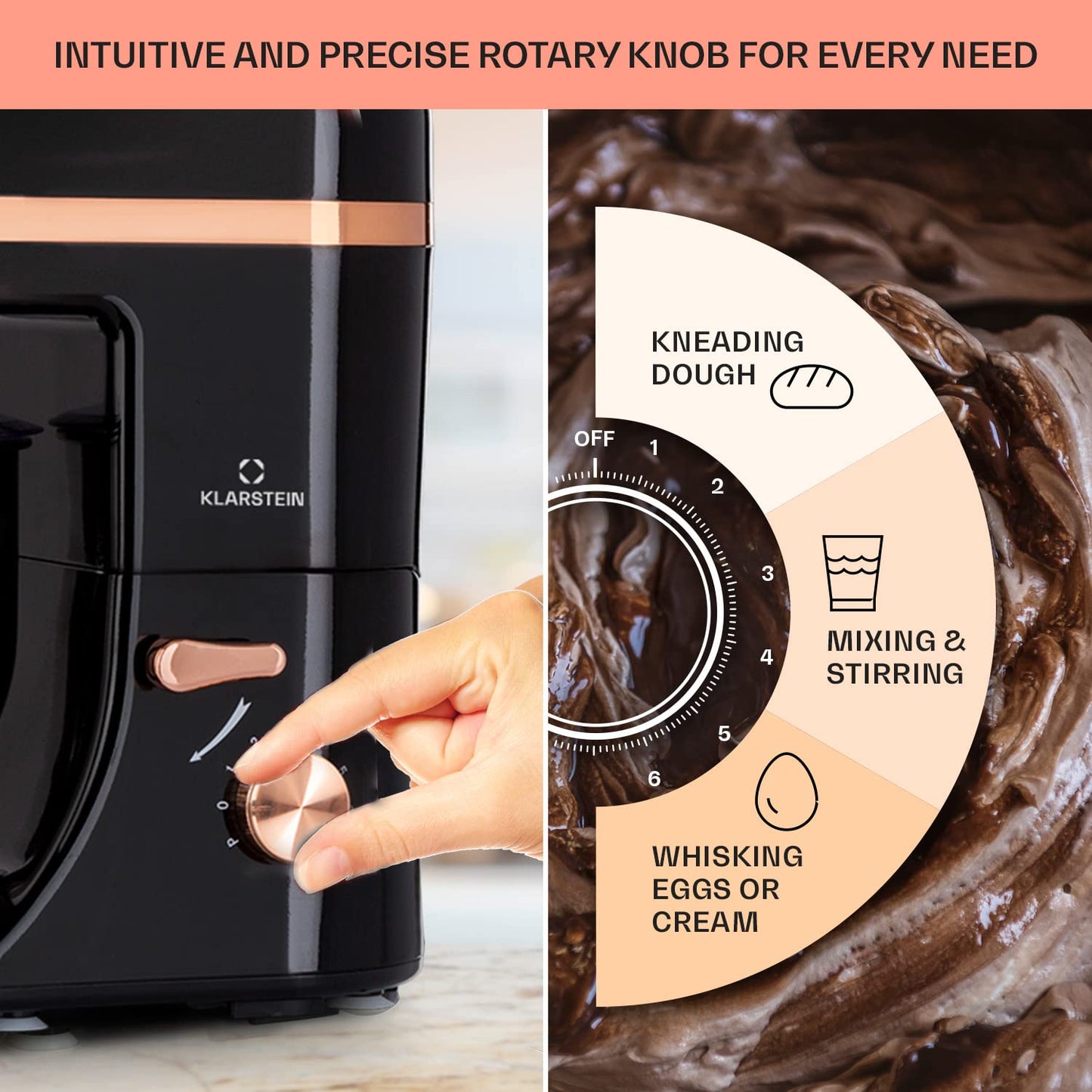 Klarstein Lucia Elegance - Stand Mixer, Food Processor and Blender, Meat Grinder, 1800 Watts in 6 Power Levels, Pulse Function, 5 l Stainless Steel Bowl / 1.5 l Glass Mixer Jug, Black