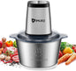 Mini Electric Food Processor 500W – 2L Stainless Steel Bowl, 2 Speeds, Silver