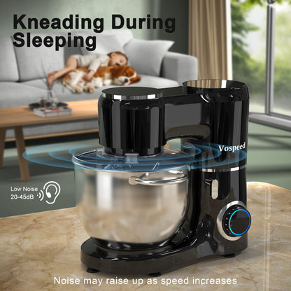 Vospeed Stand Mixer 2000W 8L Cake Mixer Electric Kitchen Food Mixer with Stainless Steel Bowl, Beater, Dough Hook, Whisk for Baking, Dishwasher Safe (Black)