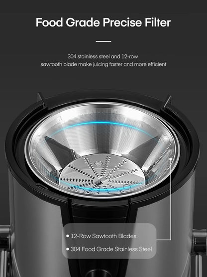 FOHERE 900W Centrifugal Juicer – 3" Feed Chute, 3 Speeds, Silver