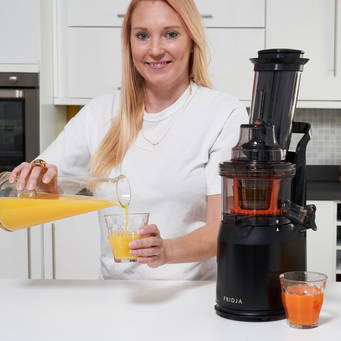 Fridja f1900 Cold Press Juicer 240W – 78mm Wide Chute, Black Stainless Steel