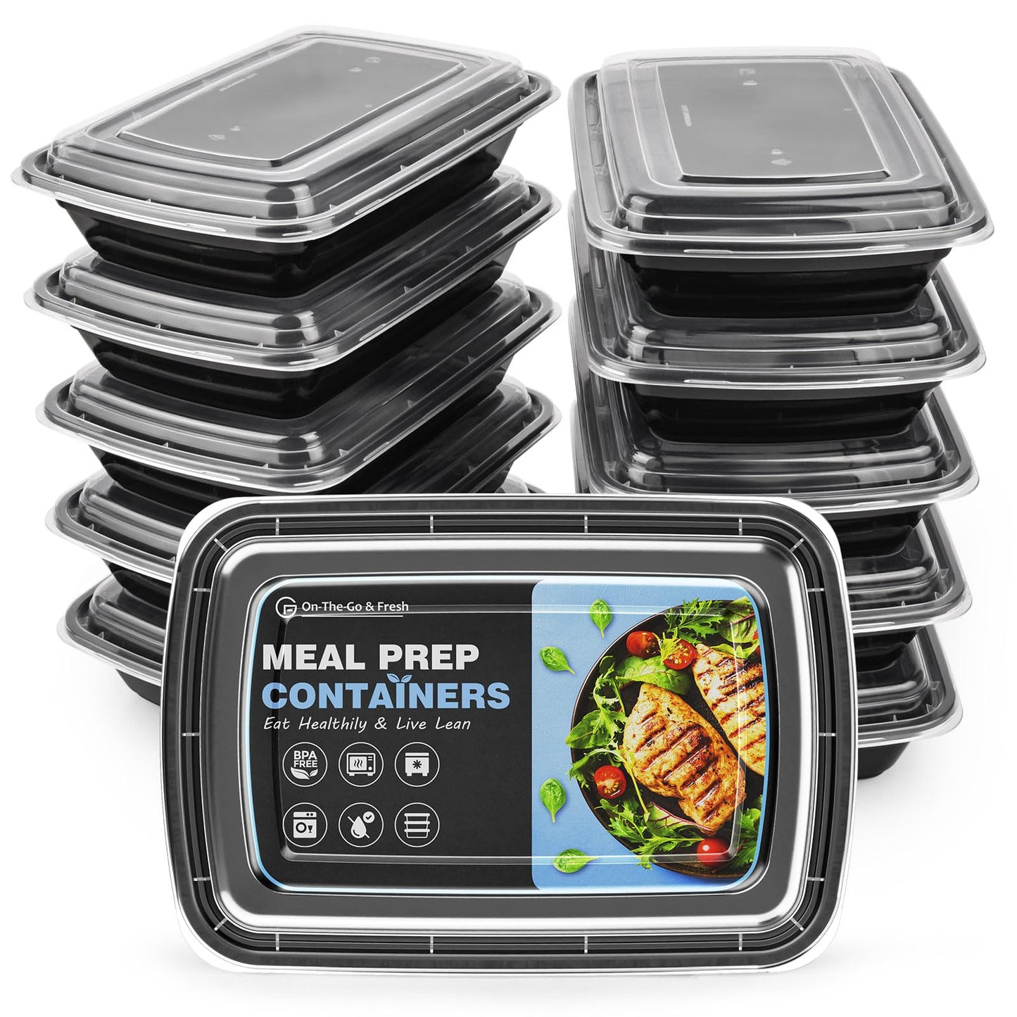 GUANFU 10-Pack Meal Prep Containers 28oz – BPA-Free, Microwave & Dishwasher Safe