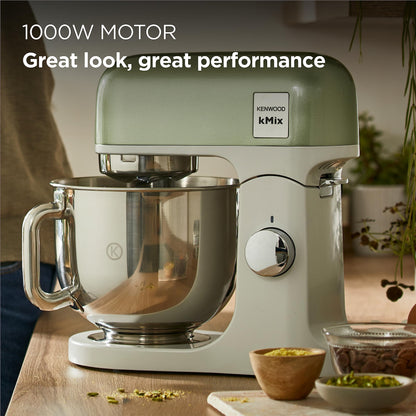 Kenwood kMix Stand Mixer ‎KMX760AGR for Baking, Stylish Kitchen Mixer with K-beater, Dough Hook and Whisk, 5 L Stainless Steel Bowl, Removable Splash Guard, 1000 W, Editions Green
