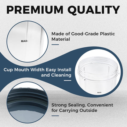 2-Pack 32oz Blender Cups with Lids – Compatible with Nutribullet 600W/900W