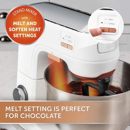 Breville HeatSoft Electric Stand Mixer | 1000W | Softens Butter for Better Results | 10 Speeds | 5.2L Stainless Steel Bowl | Includes Whisk, Beaters & Dough Hooks [VFM027]