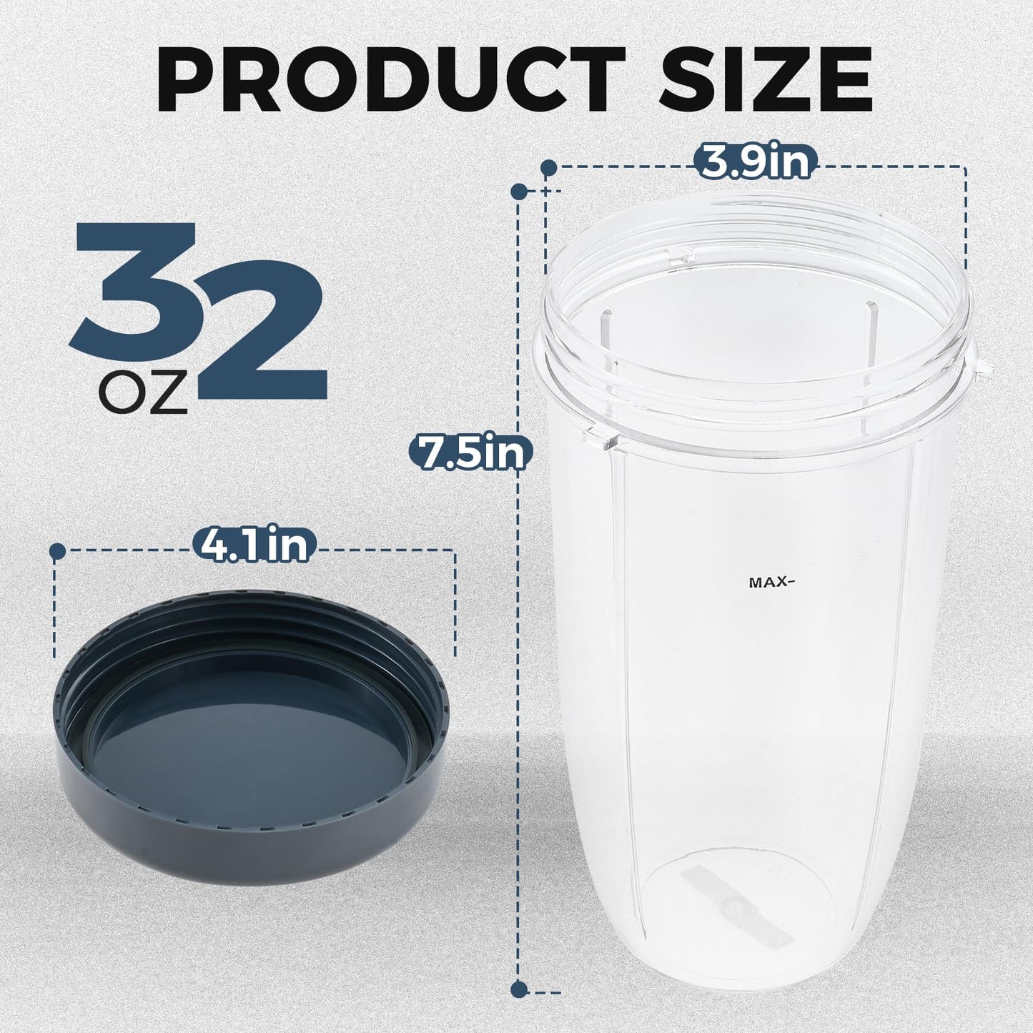 2-Pack 32oz Blender Cups with Lids – Compatible with Nutribullet 600W/900W
