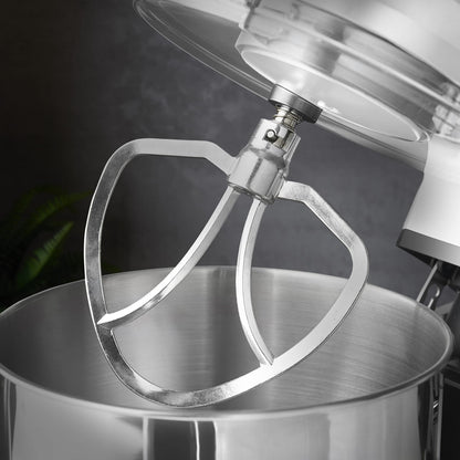 Kapplico 1800W Stand Mixer with Large 7L Stainless Steel Bowl and 3 Attachments - Whisk, Beater and Dough Hook, Splash Guard, 6 Speeds, Non Slip Feet, White
