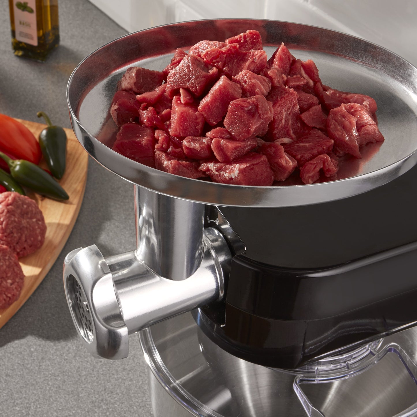 Cooks Professional Stand Mixer & Mincer 1200W | Electric Food Mixer with Pulse Setting | 6.2 Litre Stainless Steel Bowl | Blending Jug, Dough Hook, Whisk, Beater & Splash Guard | Black