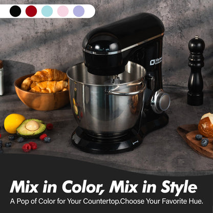 Kitchen in the box Stand Mixer, 6L Electric Food Mixer with 10 Speeds, 1300W Kitchen Appliance for Home Baking, Colorful Design Baking Tool for Bread Dough Cake with Dough Hook, Whisk, Beater (Black)