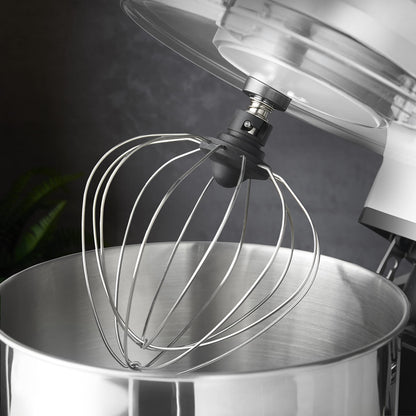 Kapplico 1800W Stand Mixer with Large 7L Stainless Steel Bowl and 3 Attachments - Whisk, Beater and Dough Hook, Splash Guard, 6 Speeds, Non Slip Feet, White