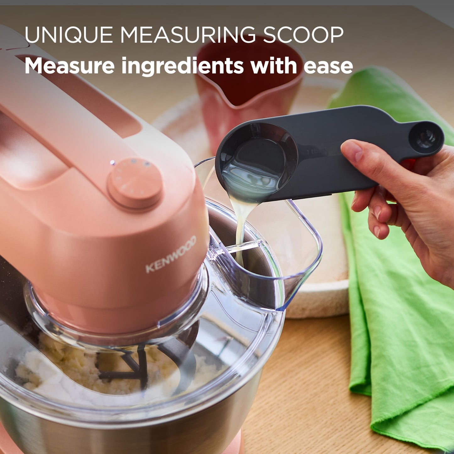 Kenwood Go KZM35.000RD, Stand Mixer with Space-Saving Design, Compact Kitchen Machine with 4L Bowl, 3 Adjustable Tools, Splashguard, 6 Speed, Elegant Metal Body with Carrying Handle, 800W, Clay Red