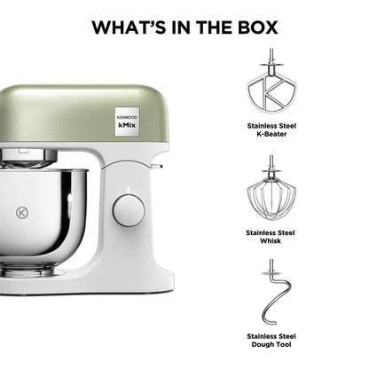 Kenwood kMix Stand Mixer ‎KMX760AGR for Baking, Stylish Kitchen Mixer with K-beater, Dough Hook and Whisk, 5 L Stainless Steel Bowl, Removable Splash Guard, 1000 W, Editions Green