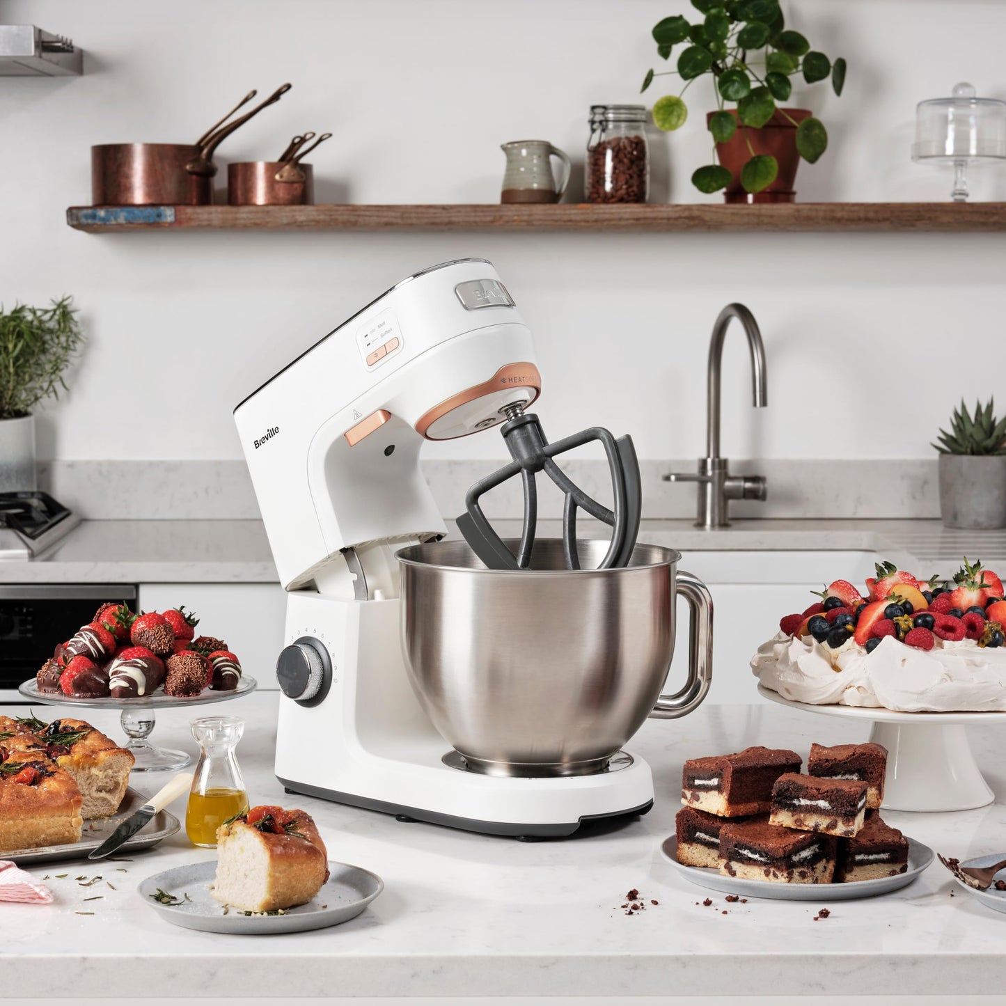 Breville HeatSoft Electric Stand Mixer | 1000W | Softens Butter for Better Results | 10 Speeds | 5.2L Stainless Steel Bowl | Includes Whisk, Beaters & Dough Hooks [VFM027]
