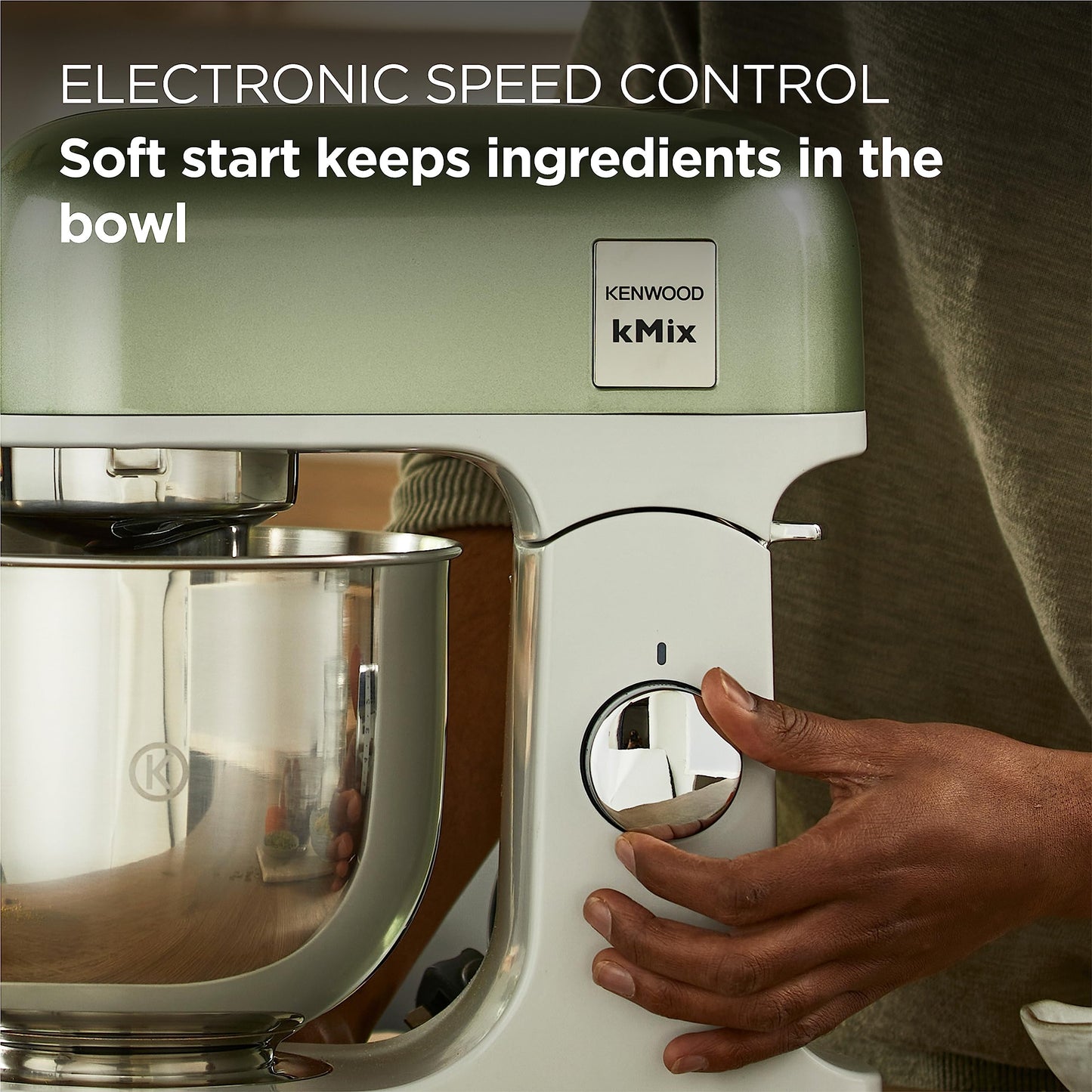 Kenwood kMix Stand Mixer ‎KMX760AGR for Baking, Stylish Kitchen Mixer with K-beater, Dough Hook and Whisk, 5 L Stainless Steel Bowl, Removable Splash Guard, 1000 W, Editions Green