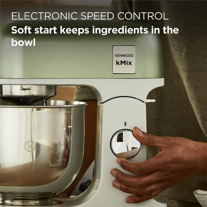 Kenwood kMix Stand Mixer ‎KMX760AGR for Baking, Stylish Kitchen Mixer with K-beater, Dough Hook and Whisk, 5 L Stainless Steel Bowl, Removable Splash Guard, 1000 W, Editions Green