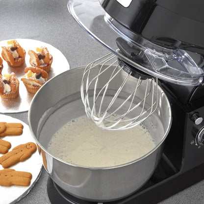 Cooks Professional Stand Mixer & Mincer 1200W | Electric Food Mixer with Pulse Setting | 6.2 Litre Stainless Steel Bowl | Blending Jug, Dough Hook, Whisk, Beater & Splash Guard | Black