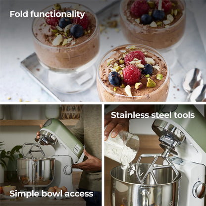 Kenwood kMix Stand Mixer ‎KMX760AGR for Baking, Stylish Kitchen Mixer with K-beater, Dough Hook and Whisk, 5 L Stainless Steel Bowl, Removable Splash Guard, 1000 W, Editions Green